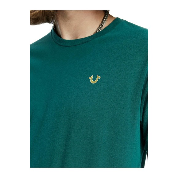 True Religion Men's Gold Metallic Print Buddha Tee T-Shirt in Malachite Green - Picture 5 of 5